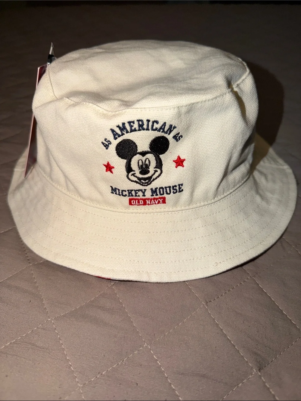 Old Navy Cream Mickey Mouse Embroidered Kids Bucket Hat